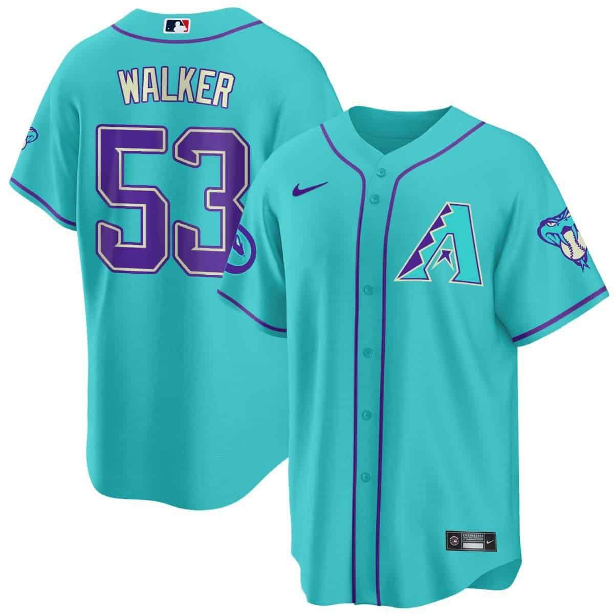 Men Arizona Diamondback #53 Walker Light Blue Nike 2024 Teal Purple MLB Jersey style 2->arizona diamondback->MLB Jersey